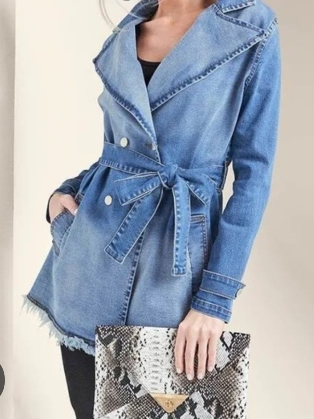 VENUS Light Blue Denim Tie-Belt Jacket
